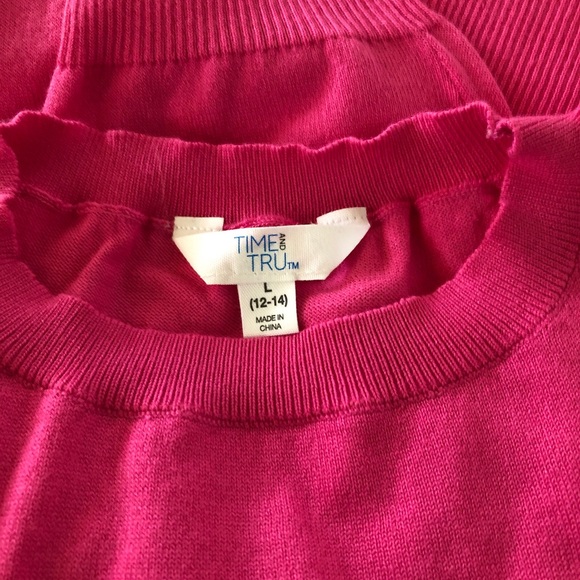 TIME and TRU Womens Lightweight Sweater Size L 12-14 Semi Loose Slits Pink New - Picture 5 of 7